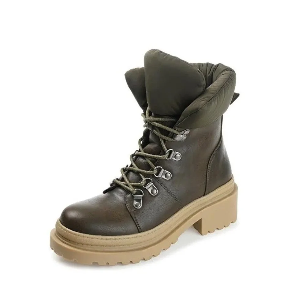 Journee Collection Womens 9.5 M Olive Green Irrah Combat Boots DISPLAY QH2